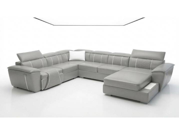 Xlmoebel Ecksofa U-Form Sofa aus Leder und Stoff in modernem Design, U-Form Ecksofa, Hergestellt in Europa