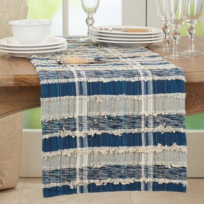 Saro Lifestyle Striped Woven Table Runner With Dual-Tone Design