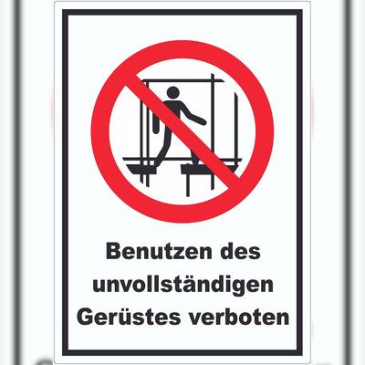 HB-Druck Benutzen des unvollständigen Gerüstes verboten Aufkleber A9 (37x52mm)
