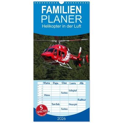 Familienplaner 2026 - Helikopter in der Luft mit 5 Spalten (Wandkalender, 21 x 45 cm) CALVENDO