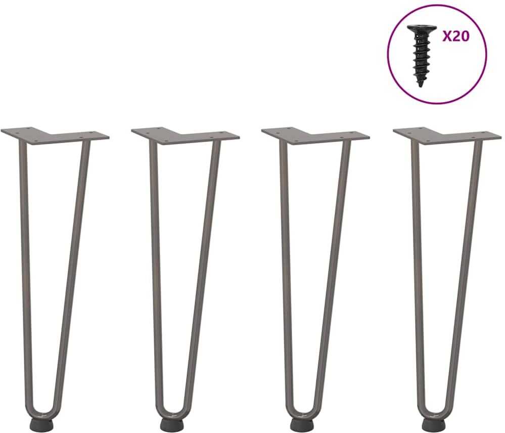 vidaXL Pieds en épingle à cheveux pour table basse 4 pièces 42 cm