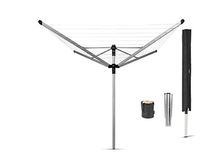 Brabantia - Lift-O-Matic Advance drehbaren Wäschespinne - Easy Lift-Systems - UV-beständige Wäscheleine, 50 m - Kein Durchhängen - Auch für Kleiderbügel - Metallic Grey - ø 295cm