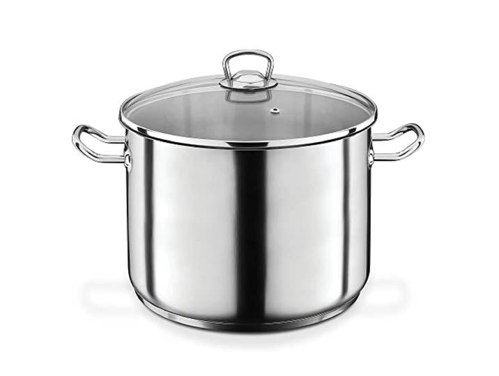 GSW Profi-Jumbotopf – hochwertiger Kochtopf mit Deckel, ideal für Familien und Gastronomie, großer XXL-Topf für Suppe, Nudeln und Eintopf – Edelstahl, 28 cm, 12 Liter, Silber