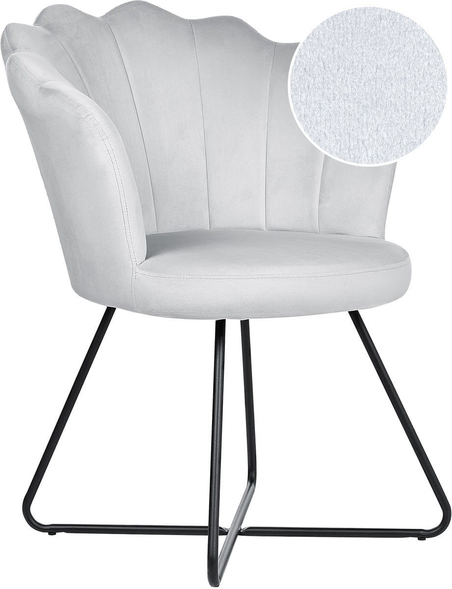 Beliani LOVELOCK Fauteuil - Zwart - Fluweel - Retro Shell Design