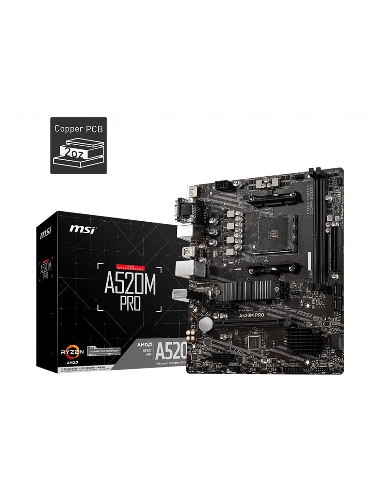 MSI A520M PRO Mainboard - AMD A520 - AMD AM4 - DDR4 RAM - Micro-ATX