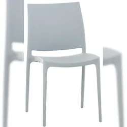 Décoshop26 - Einfach gestalteter stapelbarer Gartenstuhl aus grauem Kunststoff 10_0001367