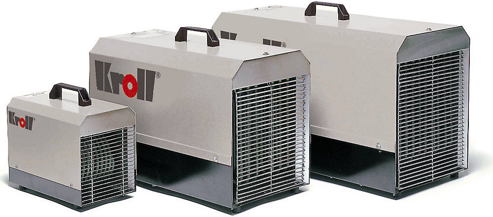 Elektroheizer E-Serie, E 18SH, Luftvolumen 960 m³/h, CEE, mit Thermostatanschluss, LxBxH 990 x 320 x 435 mm Kroll