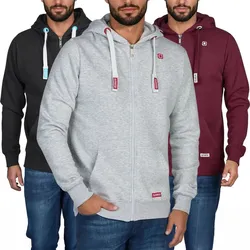 riverso Sweatjacke Herren mit Kapuze Reißverschluss Regular Fit RIVNoah - Grey Melange Standard 1   (23200) - S