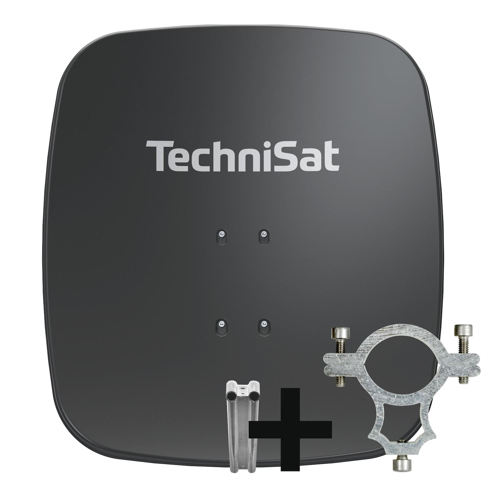 TechniSat SATMAN 65 PLUS Sat-Antenne inkl. Halteschelle und Halterung rot schiefergrau