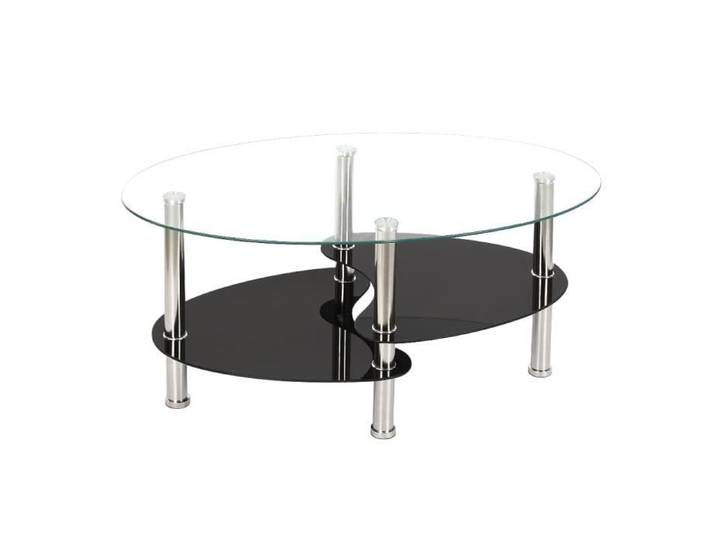 Table Basse - Verre trempé - Ovale - 3 Niveaux