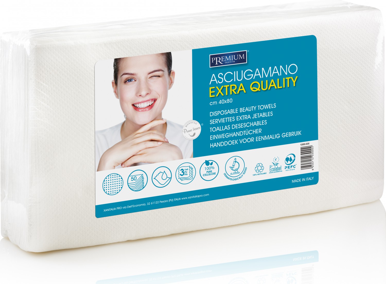 XanitaliaPro Einweg-Friseurhandtuch extra Quality 4-Fach gefaltet XP-1.200.035