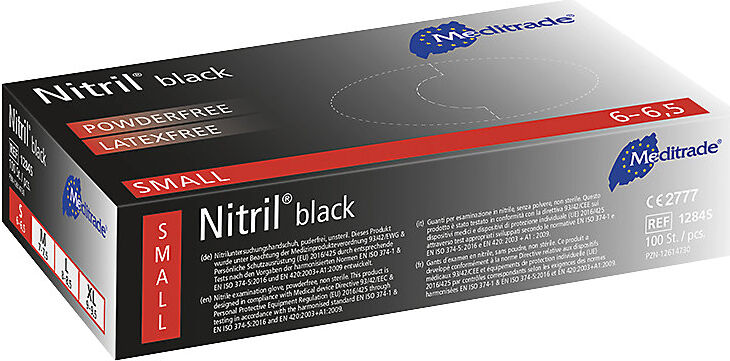 kaiserkraft Nitril-Einweghandschuhe Meditrade, VE 1000 Stk, lebensmittelkonform, schwarz, Größe S