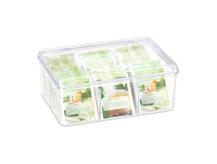 Relaxdays 8 x Teebox transparent mit 6 Fächern