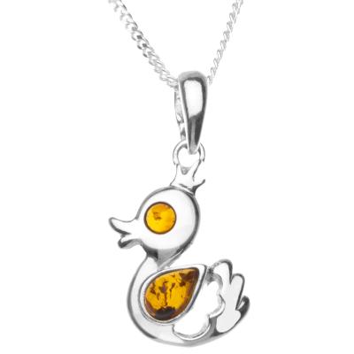 Kette mit Anhänger OSTSEE-SCHMUCK "Ostsee-Schmuck Kette mit Anhänger Entchen" Gr. 40, silber, Halsketten, Damen, 40cm, Silber 925 (Sterlingsilber), L: 40