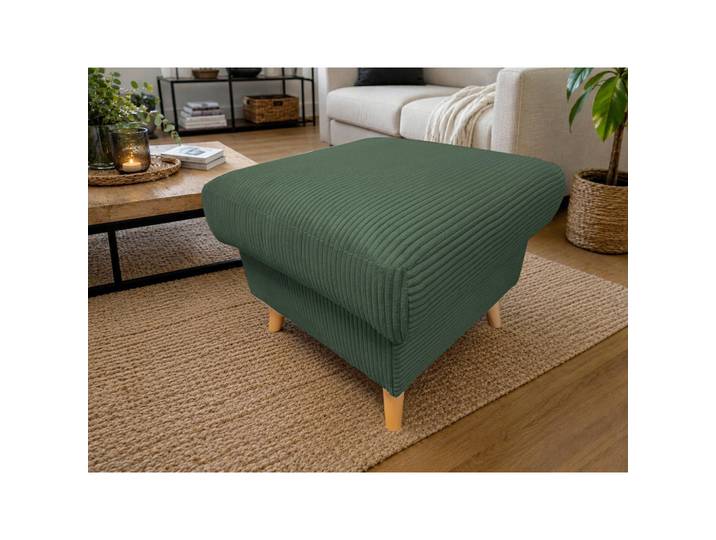 P & B Hocker Valentina, Dunkelgrün, Holz, Buche, Uni, rechteckig, 61x43x61 cm, erweiterbar (Typenauswahl), Stoff-/Lederauswahl, Wohnzimmer, Hocker, Sitzhocker