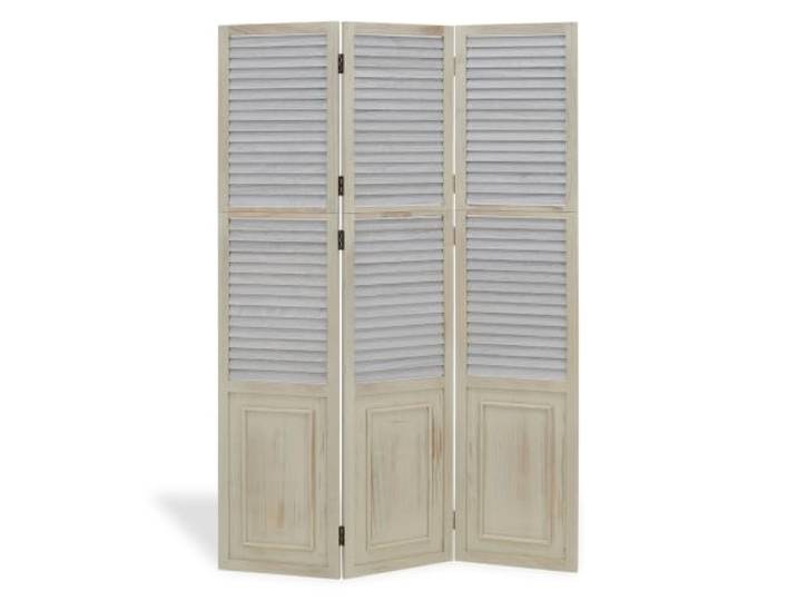 Homestyle4u Paravent Holz 3-Teilig Raumteiler Sichtschutz Grau Vintage