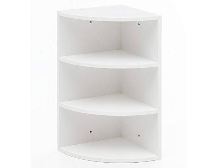 WOHNLING Étagère d'angle 30x30x60 cm Blanche\, Étagère Mur. 3 Compartiments étagère suspendue pour la coin\, étagère murale flottant haute jusqu'à 6 kg\, étagère en bois pour livres et déco