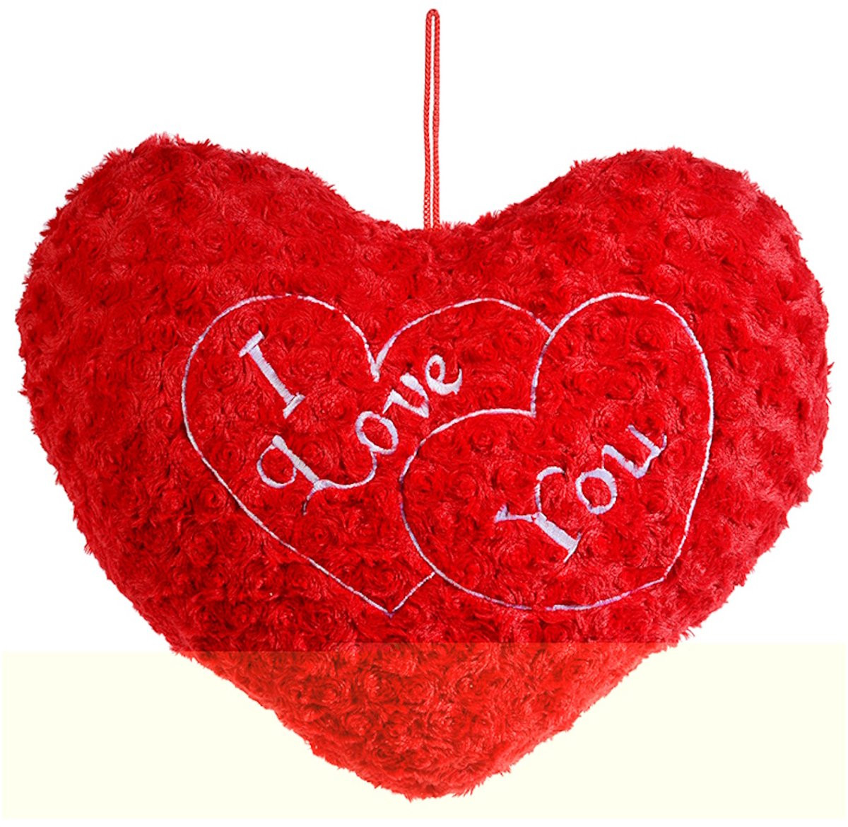 Pluche Hartvormig Valentijn Hartkussen met I Love You Tekst – Rood