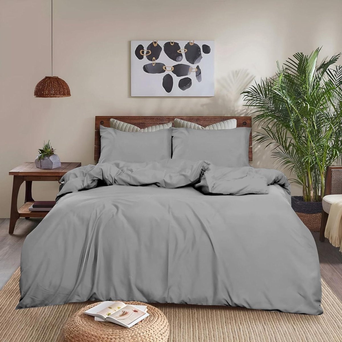 Zilvergrijs Dekbedovertrekset Kingsize 230x220 cm - Zacht Geborsteld Beddengoed