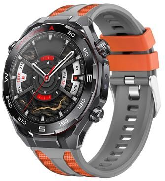 Everyday Crate Huawei Watch Ultimate 2 Silicone Watch Band Two Color Sport Replacement Strap With Push Button Clasp grey Orange