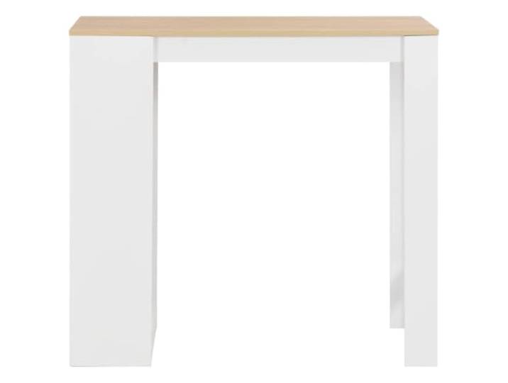 HBBMGYD Bartisch weiß mit Ablage 110 x 50 x 103 cm 3 Schichten, Holz, modernes Design, 2 robuste Füße, seitliche Halterung, Küche, Esszimmer