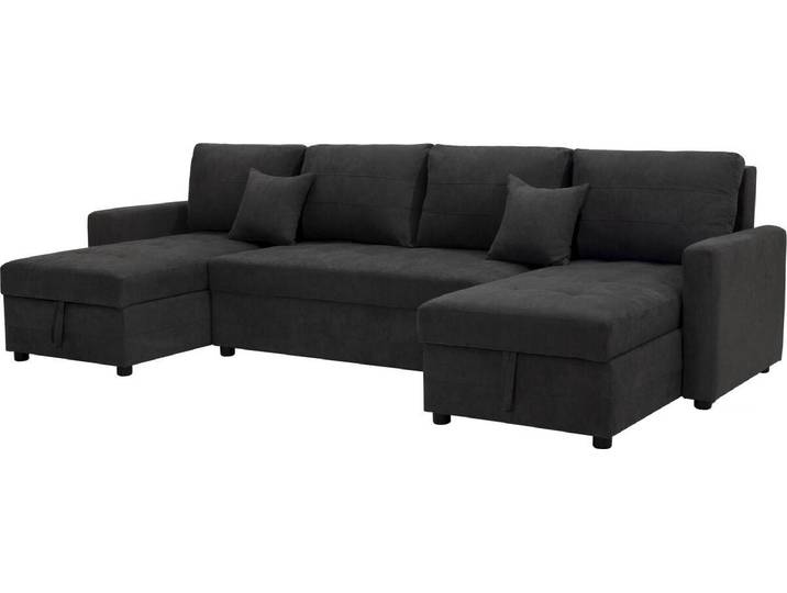 Panorama-Schlafsofa mit Stauraum \ Antoine\ – 5-Sitzer – Dunkelgrau