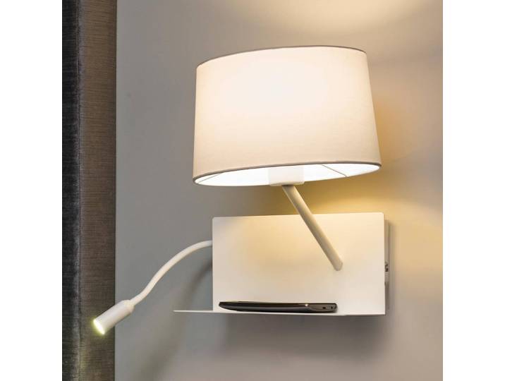 FARO BARCELONA Wandleuchte Handy, weiß / opal, für Schlafzimmer, Metall