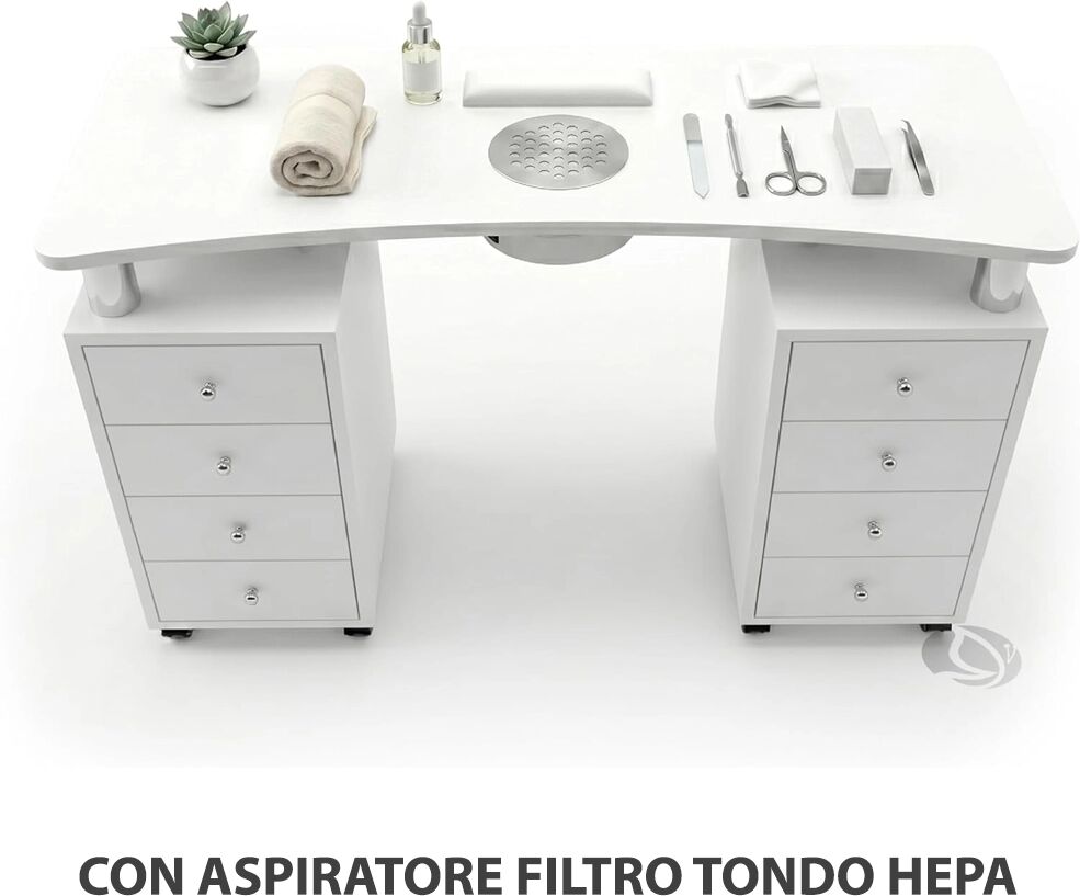 Tuttoperlestetica Tavolo manicure con aspiratore per estetista filtro tondo Hepa per centro estetico