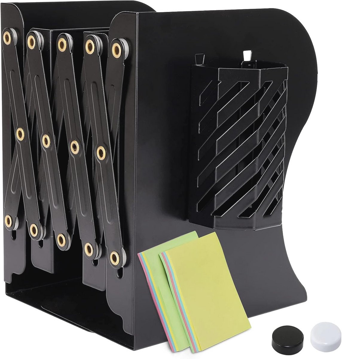 Verstelbare antislip metalen boekensteunen met pennenhouders voor kantoor, school en bibliotheek