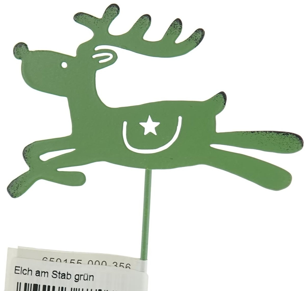 Posiwio Kerstplantsteker Springend Eland Groen 25 cm Metaal
