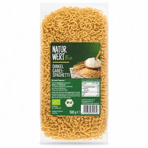 NaturWert Nudeln Dinkel Gabelspaghetti, BIO, Hartweizen, 500 g