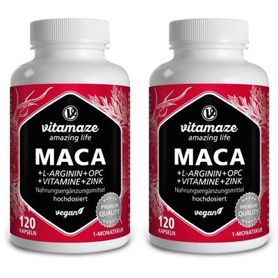 Maca 10:1 Hochdosiert + L-Arginin OPC Vitamin vegan x2 2x120 St Kapseln