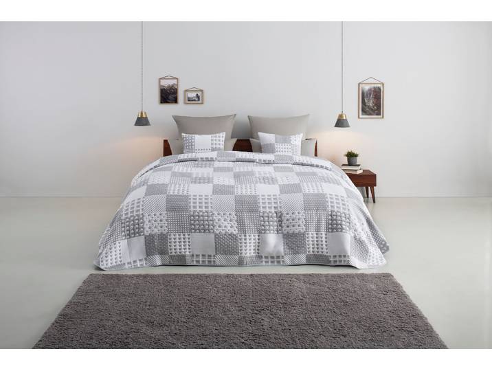 Tagesdecke OTTO HOME Gretje gesteppte Tagesdecke für Kinder, Tagesdecke im Patchwork-Design , grau, B:250cm L:240cm, Baumwolle, Polyester, Tagesdecken, Tagesdecke