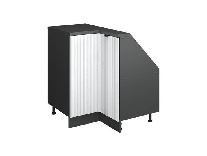 Vicco Dachschrägenschrank Eckschrank Rion Weiß Riffel 75.6 x 81.6 cm mit 1 Tür, Weiß, Anthrazit, Holzwerkstoff, 2 Fächer, Rechteckig, 75.6x83.8x46 cm, Kleinmöbel, Kommoden