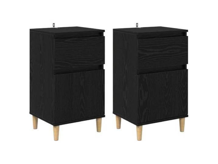 Heofavd Nachttisch 2er Set Schwarz Eichen-Optik Holzwerkstoff 40x35cm