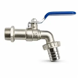 Wasserhahn BSPT AG mit AG-Auslaufgewinde auf Schlauchstutzen  " bis 1" - " BSPT auf " AG  15 mm Stutzen