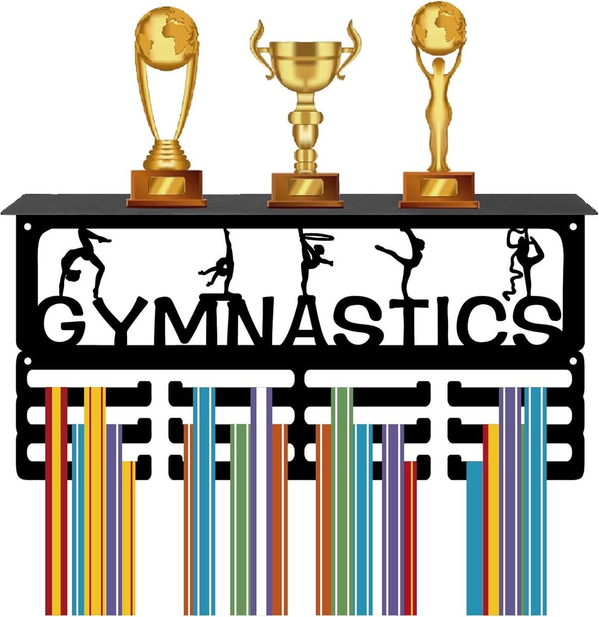 Medaillehouder met plank voor 70+ medailles - Wanddisplay voor gymnastiek, voetbal en meer