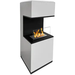 Divina Fire Oslo Bioethanolkamin, freistehender Bioethanolkamin aus weißem Stahl, L38xT38xH100