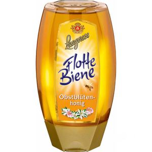 Langnese Honig Flotte Biene, Obstblütenhonig, flüssig, kaltgeschleudert, in Spenderflasche, 250 g