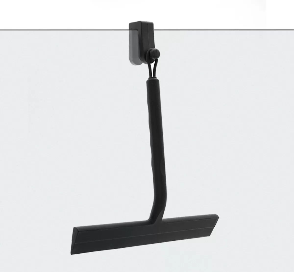 INF Raclette en silicone 145° - Nettoyeur vitres et douche noir, poignée antidérapante avec crochets inclus