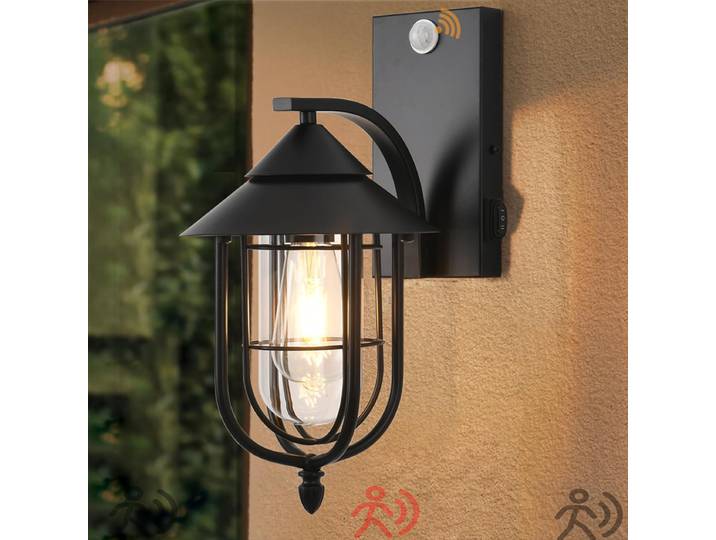 Capteur de mouvement applique extérieure étanche avec bouton à bascule applique murale Vintage porche cour couloir lampes de jardin sans ampoule