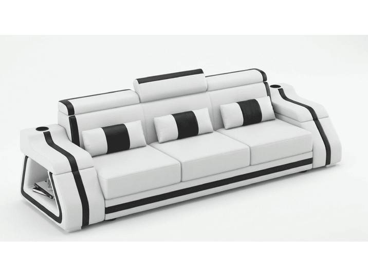 Xlmoebel 3-Sitzer 3-Sitzer Sofa Weiß Schwarz Modern Wohnzimmer Couch Design Möbel Luxus, 1 Teile, Modernes Design