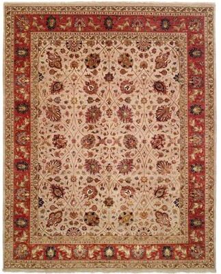 KALATY Tabernacle Ivory/Rust Wool Hand-knotted Area Rug