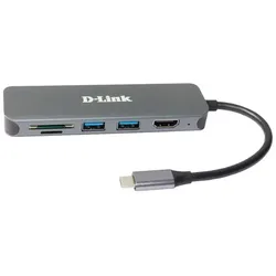D-Link DUB-2327, 6-in-1 USB-C Hub mit HDMI/Kartenleser/USB-C Ladeanschluss