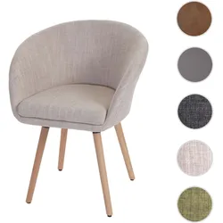 Esszimmerstuhl Malmö T633, Stuhl Küchenstuhl, Retro 50er Jahre Design ~ Textil, creme/grau