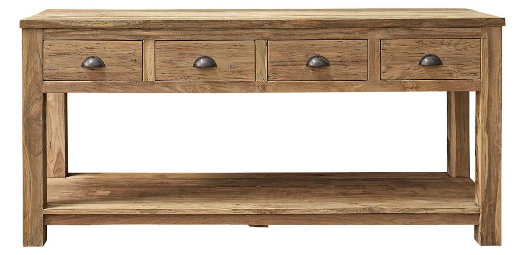 Waschbeckenunterschrank aus massivem recyceltem Teakholz