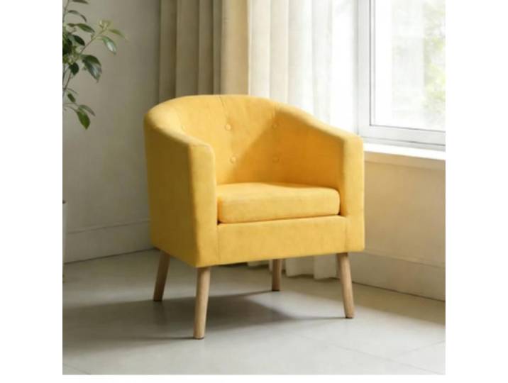 MIPAN. Fauteuil de Salon Moderne d'Adulte avec Pied Bois Fauteuil Scandinave Rembourré Fauteuil Relax - 64x60x70cm - Jaune