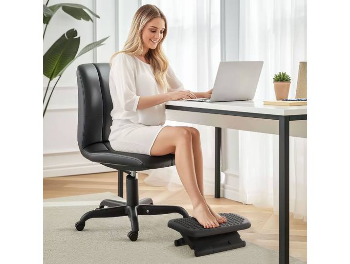 HOMCOM Repose-Pieds Bureau Réglable 46x35cm Noir