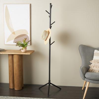 ARCILLA ELEMENTAL Black Metal 8 Hook Freestanding Coat Rack with Triangle Legs