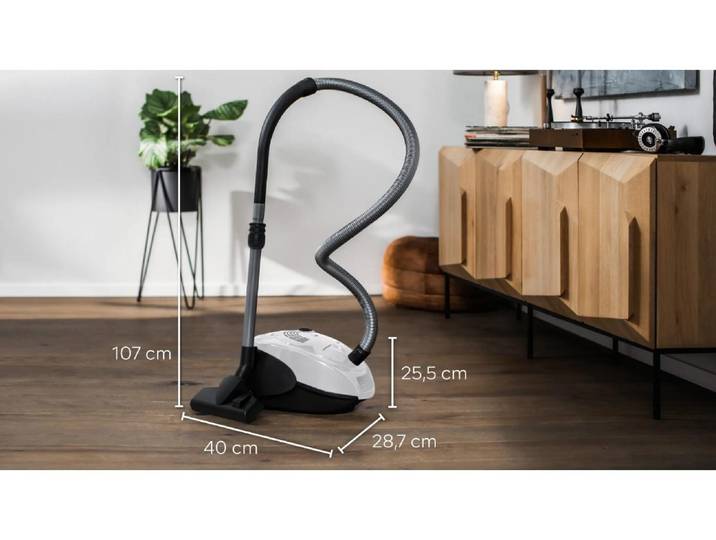 SIEMENS Bodenstaubsauger VS06WH1T, Made in Germany, Hygiene-Filter, kompakt, leicht , weiss (weiß), B:28,7cm H:25,5cm T:40cm, Bodenstaubsauger, hohe Saugkraft, spezielle Hartbodendüse, integriertes Zubehör, weiss, Bodenstaubsauger